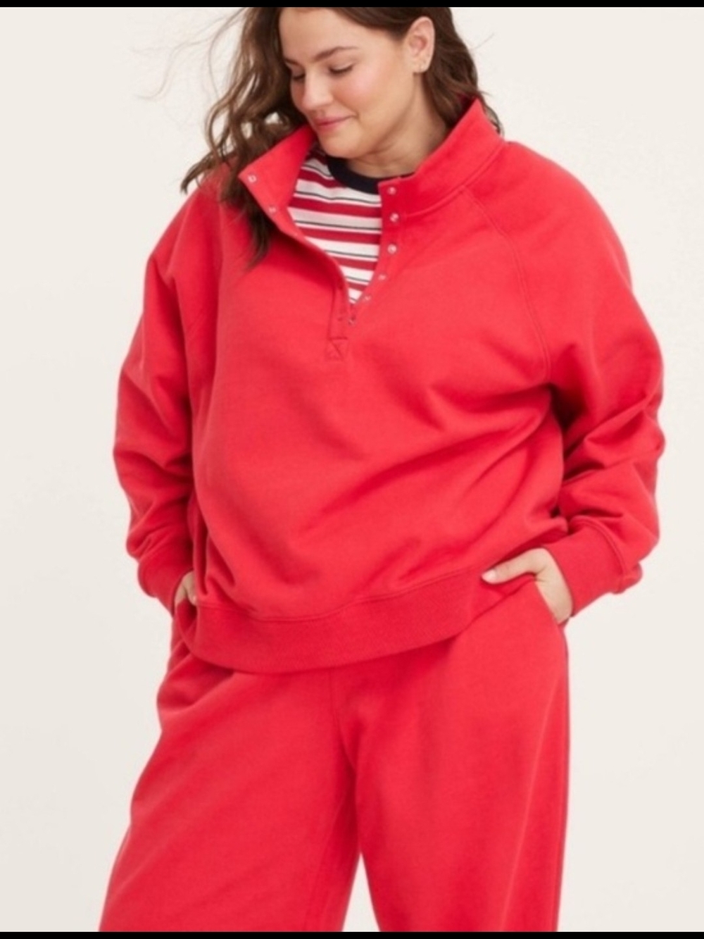 TARGET X PARKE Red Snap Mockneck Popover Sweatshirt
.